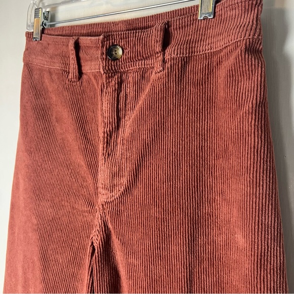 Billabong Rust Corduroy Wide Leg Pants Raw Hem High Rise - Size 29 - Picture 4 of 8